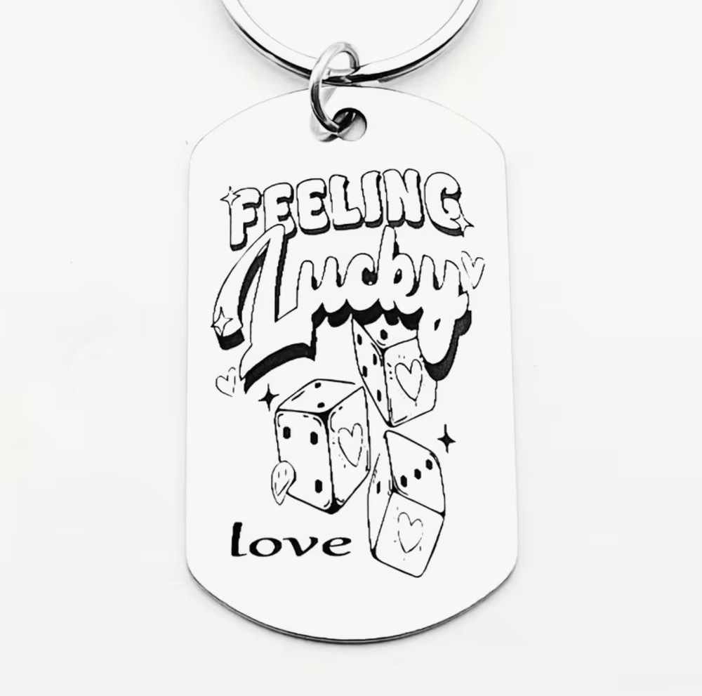 3/$25 Feeling Lucky Love Dice Stainless Steel Keychain NEW